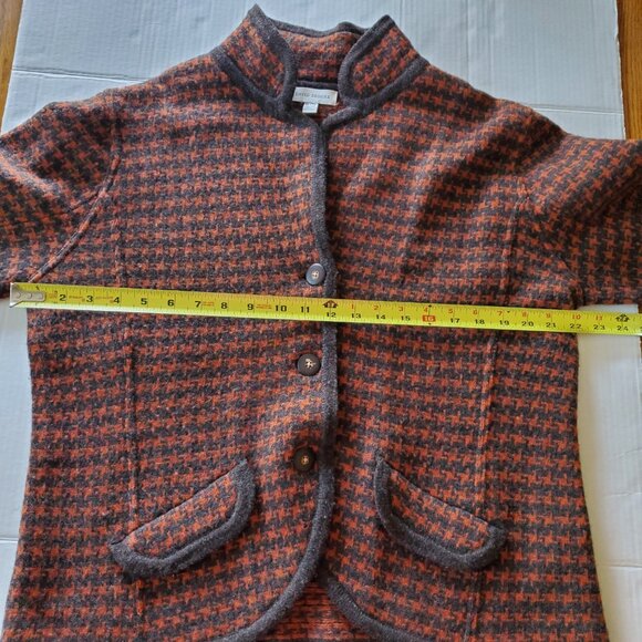 David Brooks 100% Lamb Wool Orange Brown Houndstooth Cardigan XL - Picture 14 of 15